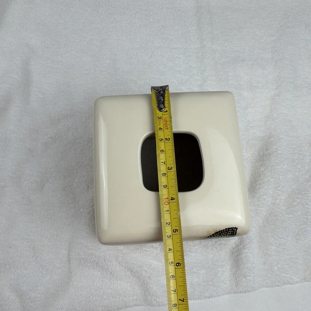 Croscill Home Mosaic Leaves‎ Ceramic Square Tissue Box Cover Cream W Multi Color